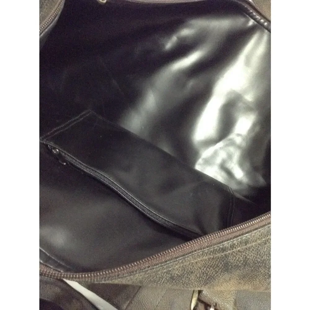 Wells Fargo R-Bag Tote Briefcase Distress Brown Faux Leather Shoulder Bag Large